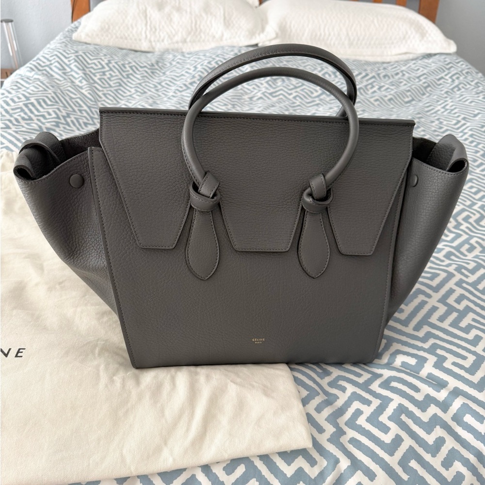 Celine Dark Grey Leather Small Satchel